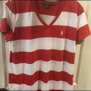 Ralph Lauren V-Neck Polo Tee Large